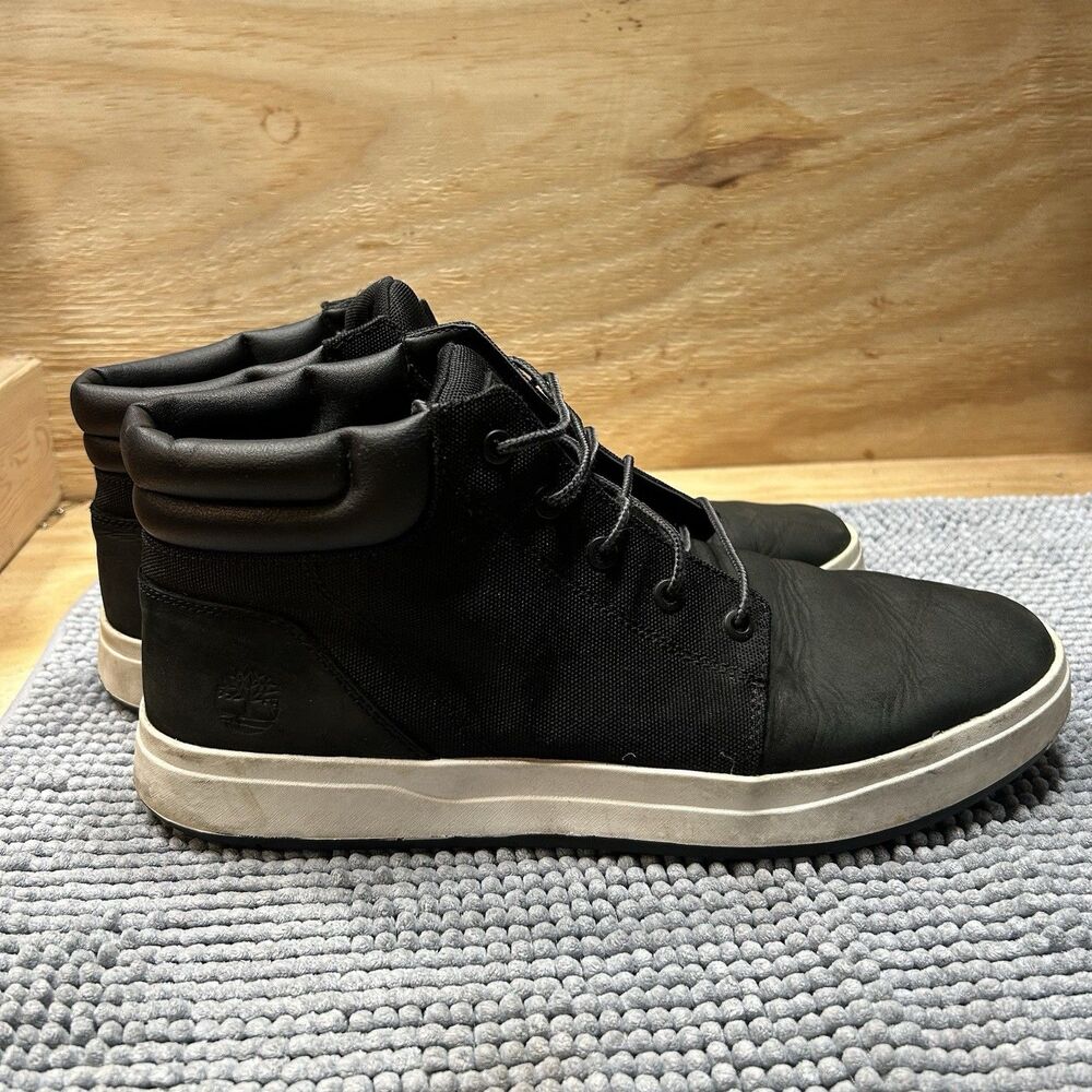 Timberland Mens Davis Square Chukka Black Nubuck Shoes Sneakers Size 11.5 US